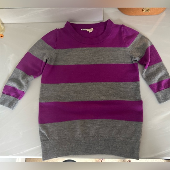 J. Crew Sweaters - J. Crew Purple Striped Sweater XSmall